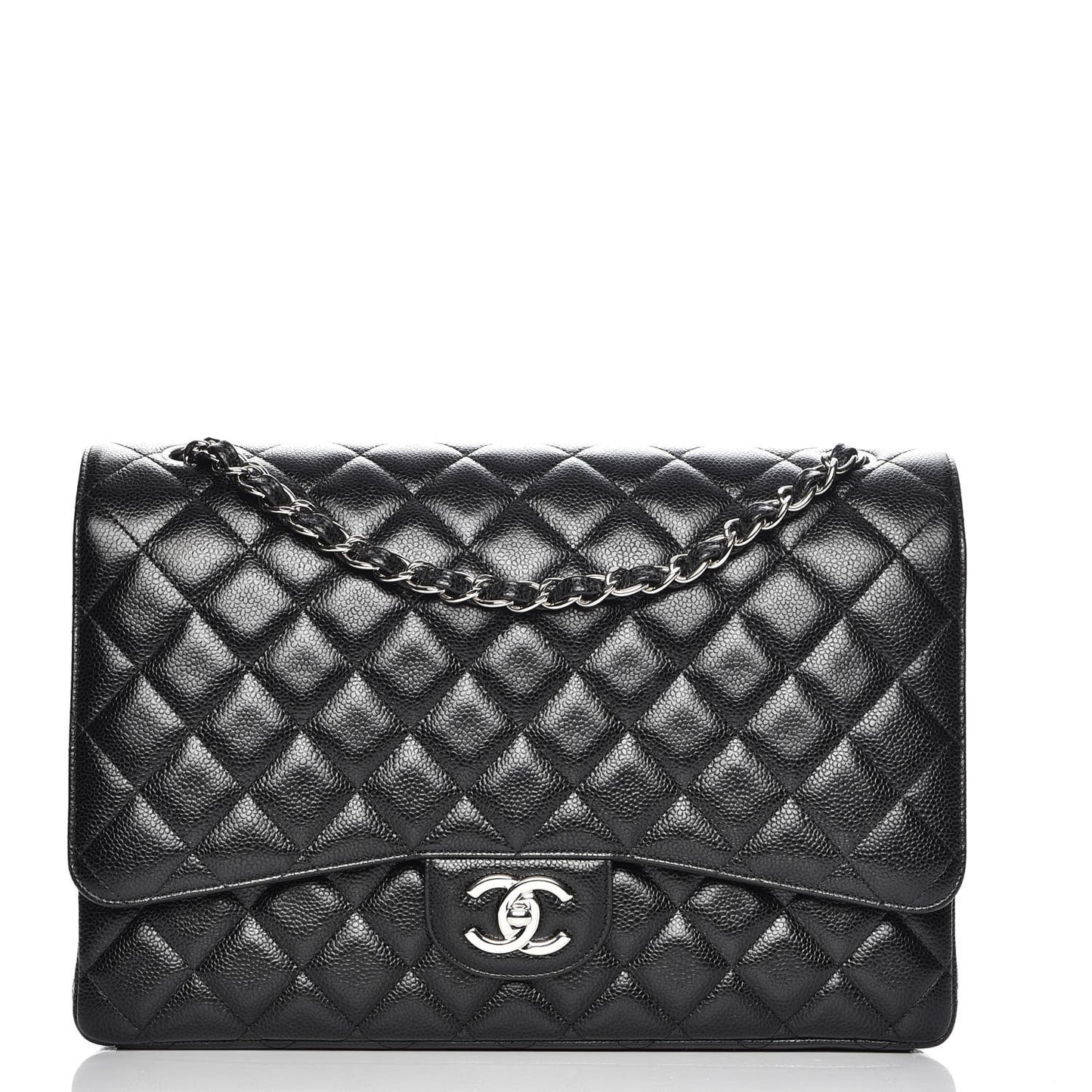 Caviar Quilted Maxi Double Flap Black