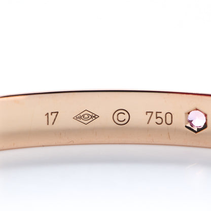 Cartier 18K Pink Gold Pink Sapphire LOVE Cuff Bracelet 17 5 of 6