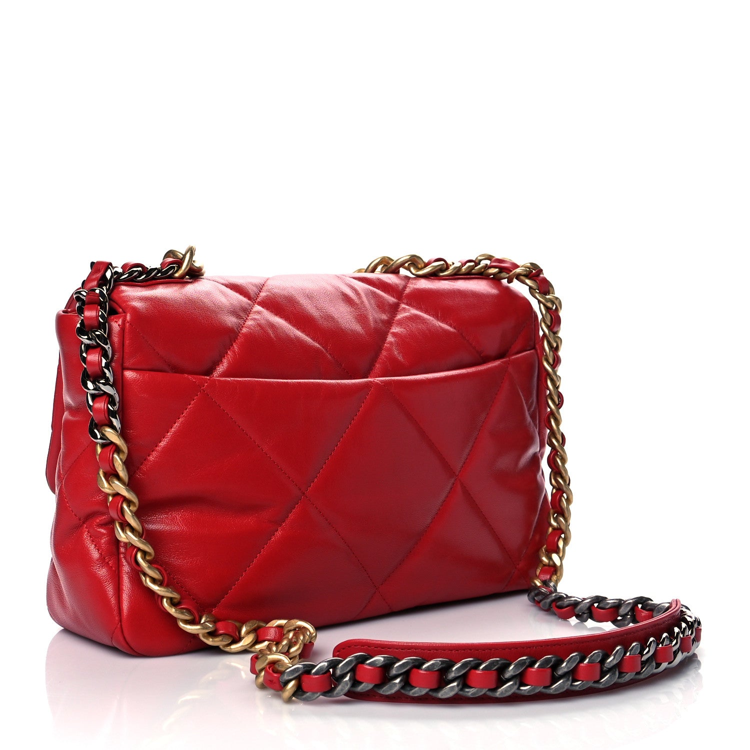 Chanel Goatskin Quilted Large Chanel 19 Flap Red 3 of 11