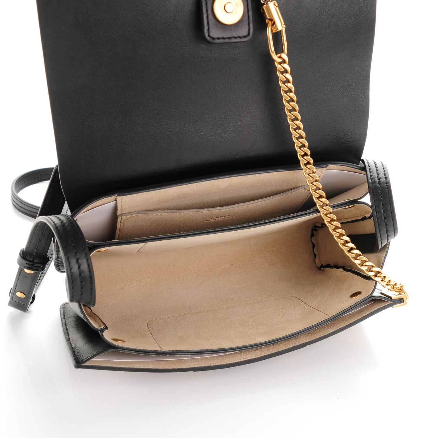 Suede Calfskin Studded Small Faye Shoulder Bag Black