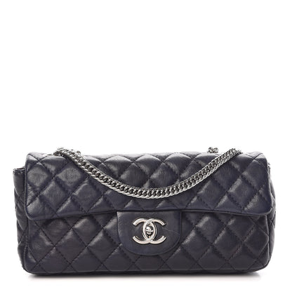 Chanel Lambskin Quilted East West Flap Bijoux Chain Navy Blue 1 of 14