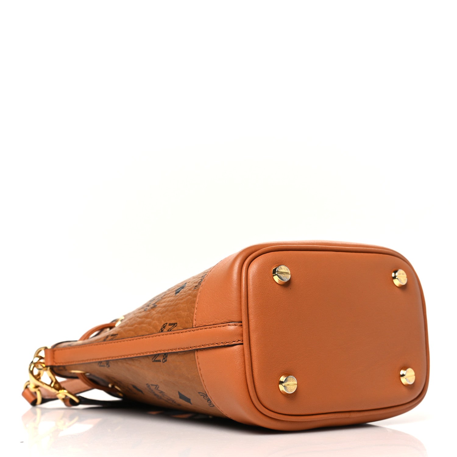 MCM Visetos Mini Dessau Drawstring Bucket Bag Cognac 4 of 8
