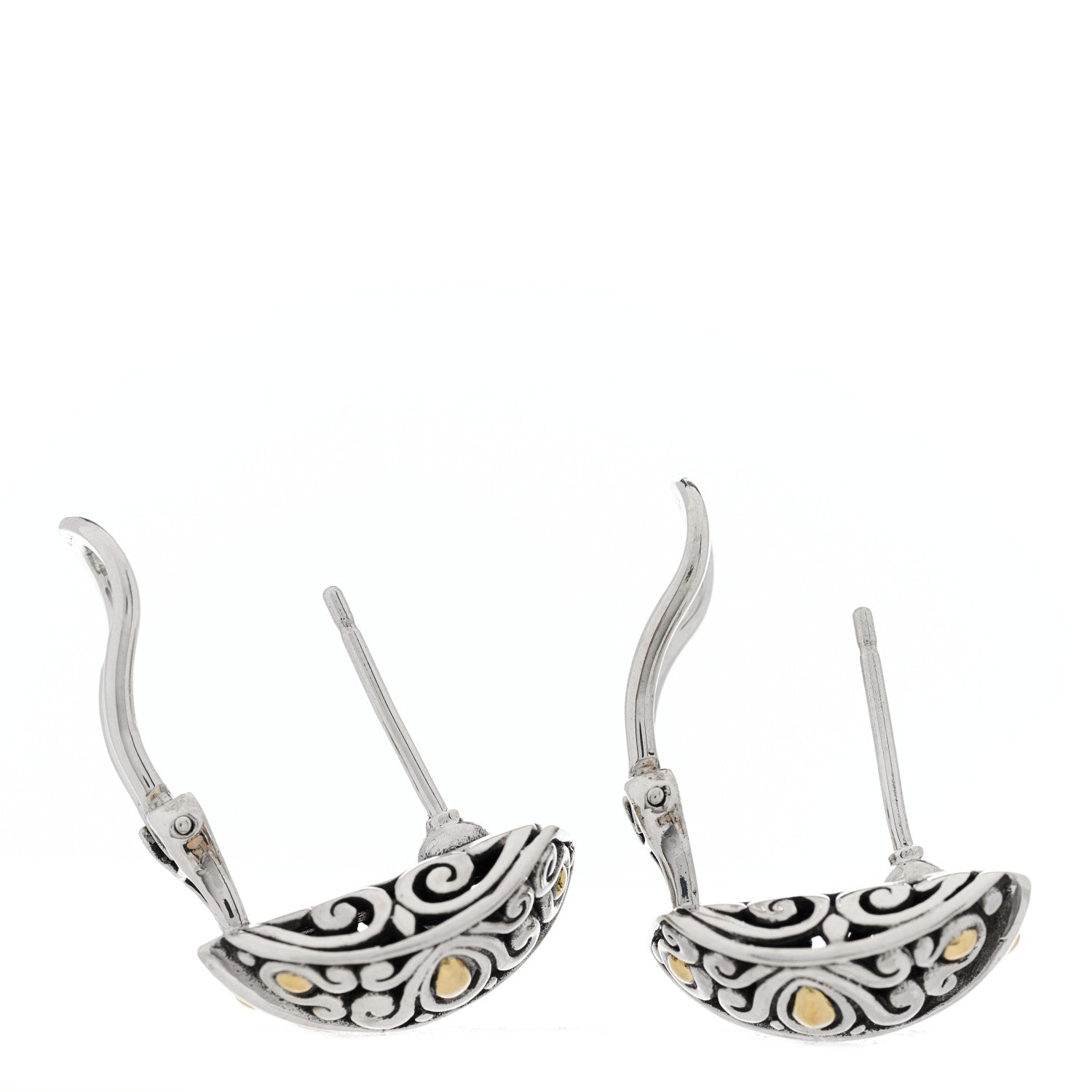 John Hardy Sterling Silver 18K Yellow Gold Buddha Belly Earrings 3 of 4
