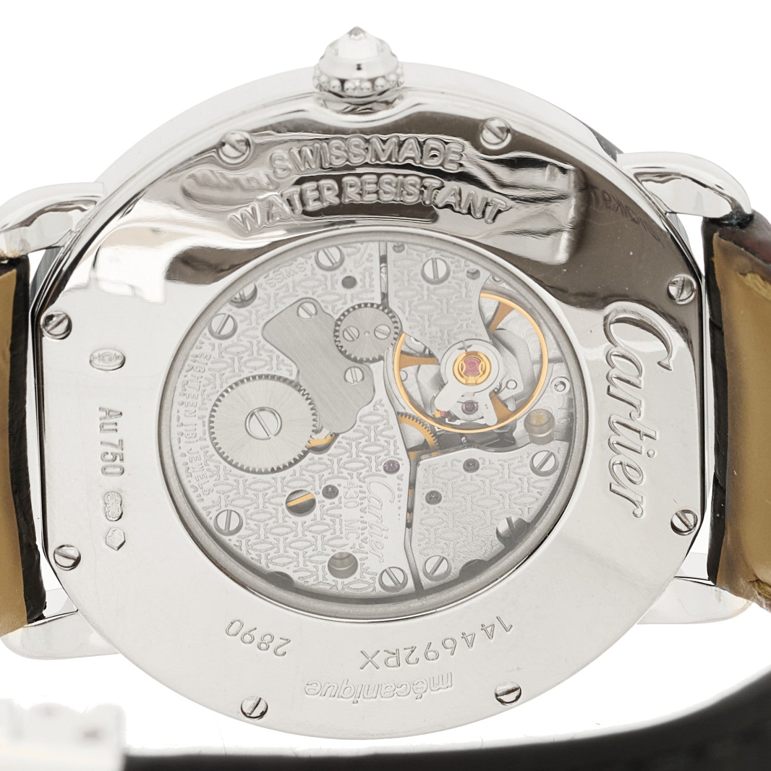 Cartier 18K White Gold Alligator Diamond Bezel 36mm Ronde Louis Manual Winding Watch 4 of 4