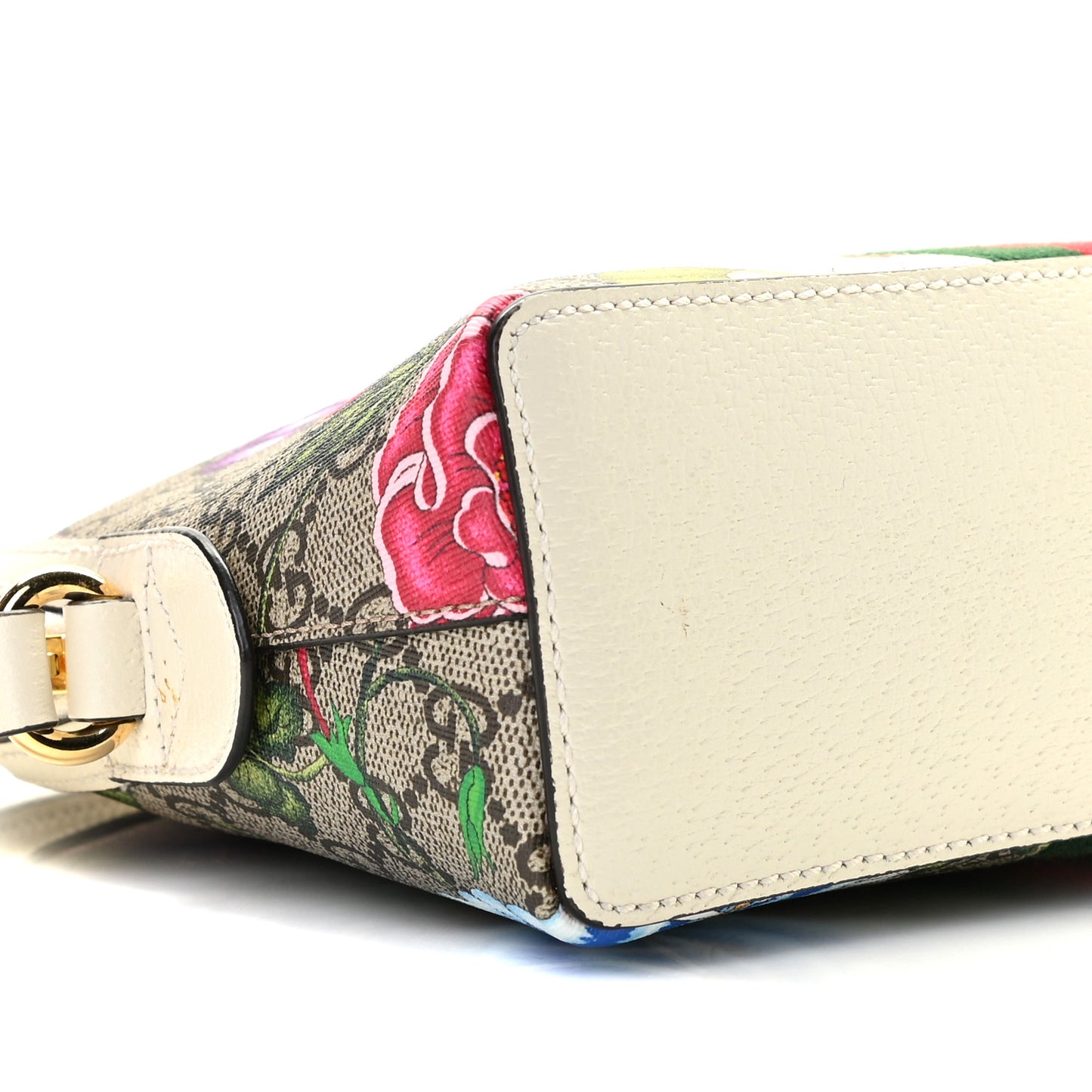 GG Supreme Monogram Flora Web GG Small Ophidia Dome Shoulder Bag White
