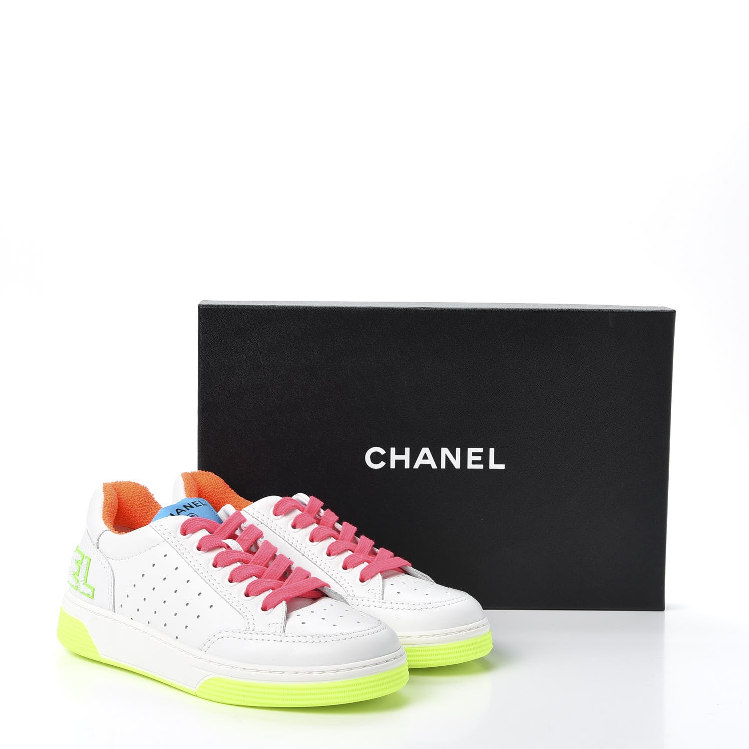 Chanel Calfskin Womens Logo Sneakers 36 White Multicolor 10 of 10