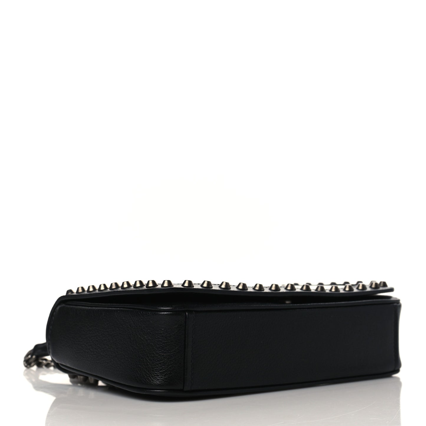 Glace Calfskin Studded Crossbody White Black