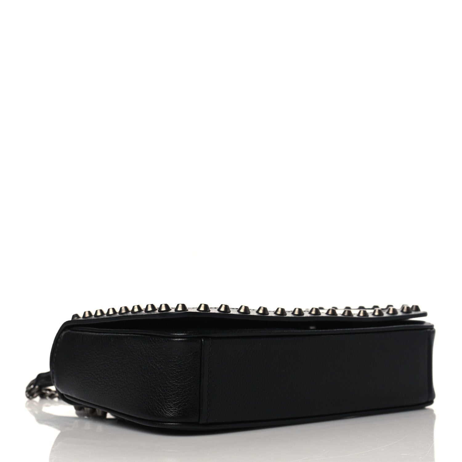 Prada Glace Calfskin Studded Crossbody White Black 4 of 10