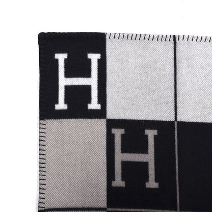 Hermes Wool Cashmere Avalon III Blanket Ecru Black 2 of 3