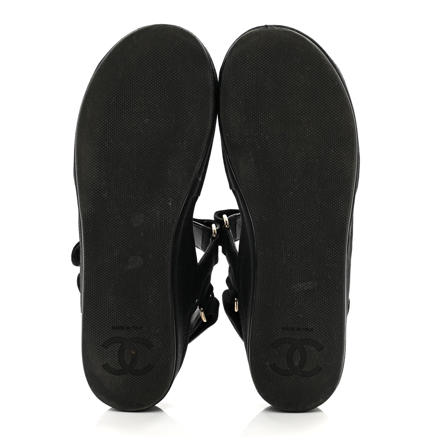Chanel Grosgrain Crystal Logo Platform Sandals 38 Black 5 of 10