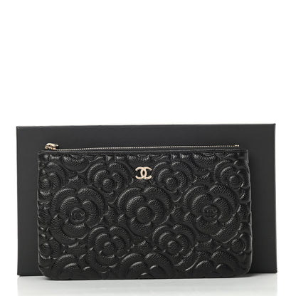 Chanel Caviar Camellia Embossed Cosmetic Pouch Black 8 of 8