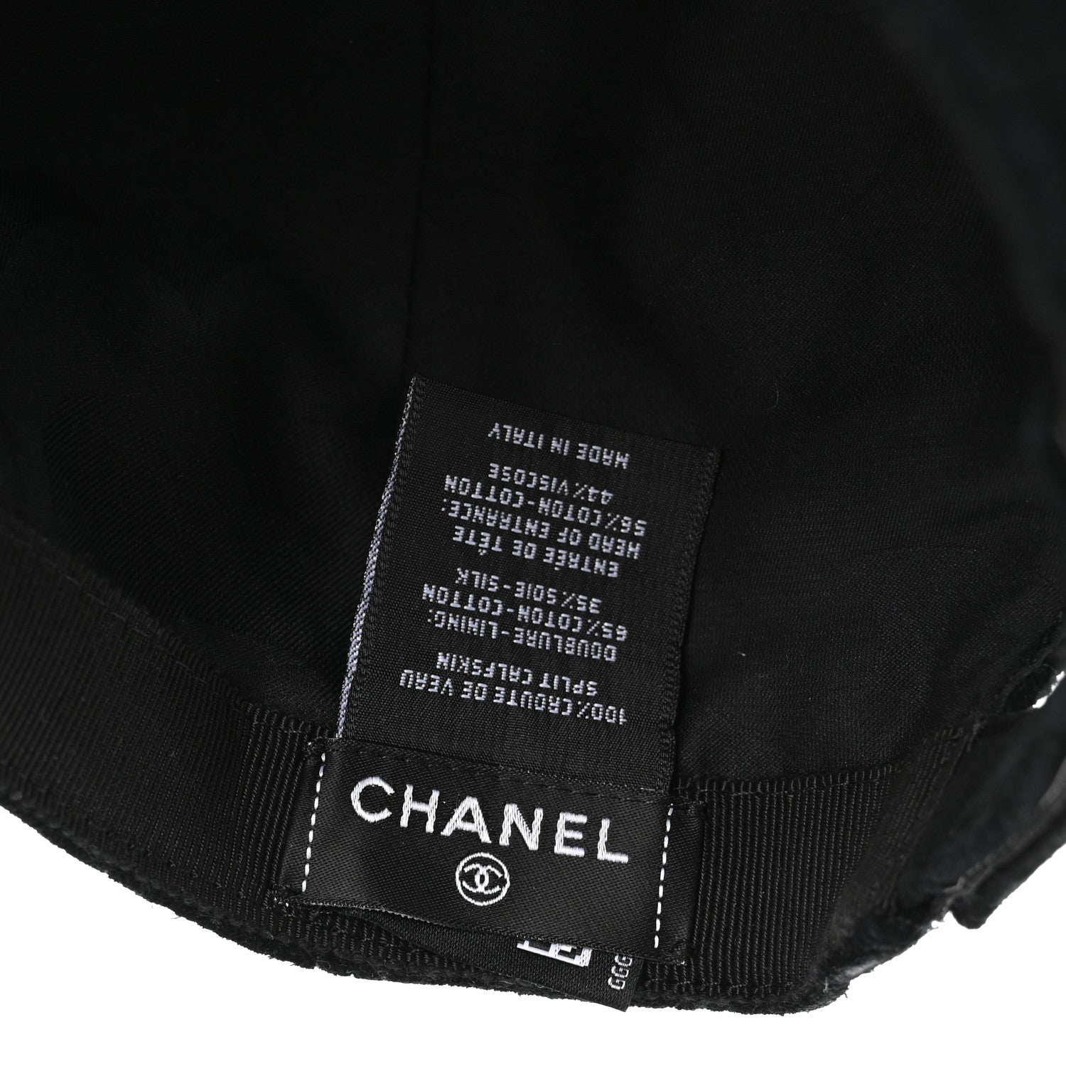 Chanel Suede Goatskin CC Cap Hat Black 8 of 8