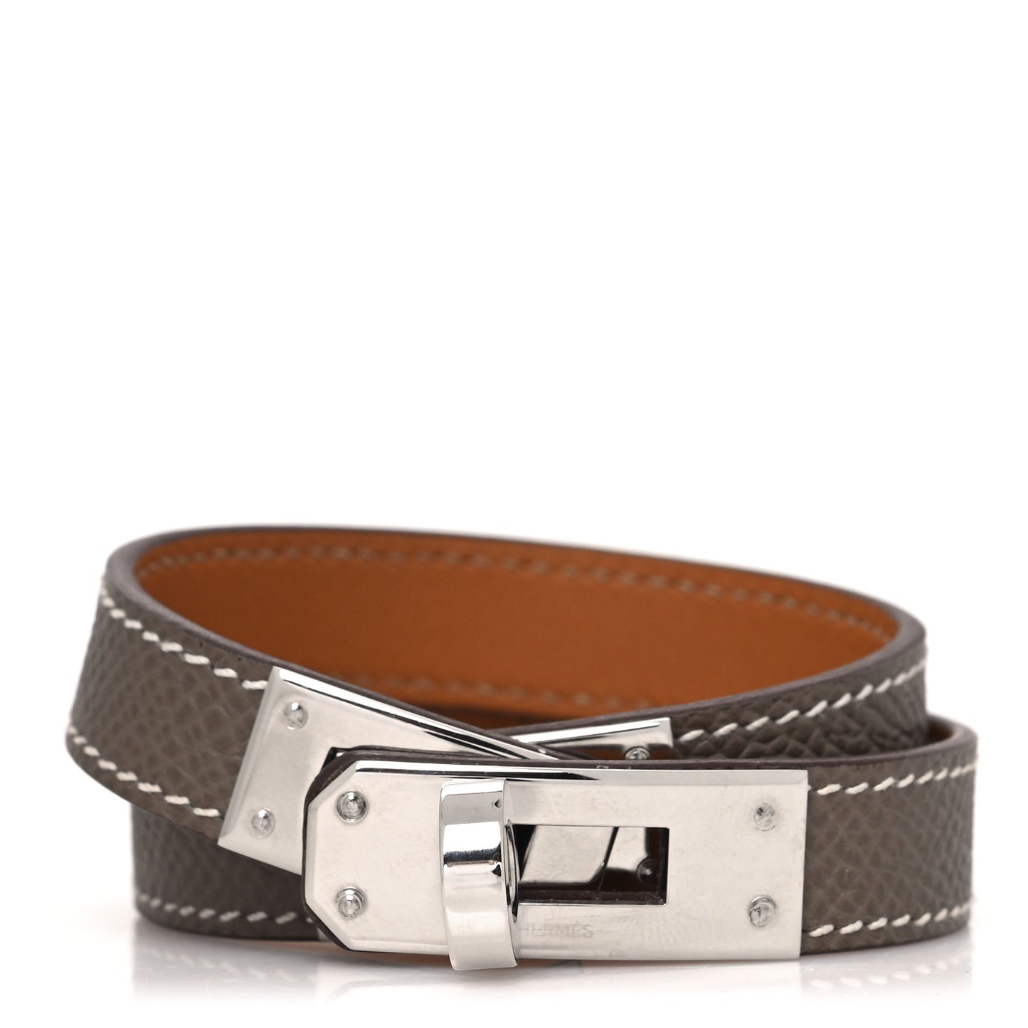 Epsom Kelly Double Tour Bracelet T2 Etoupe