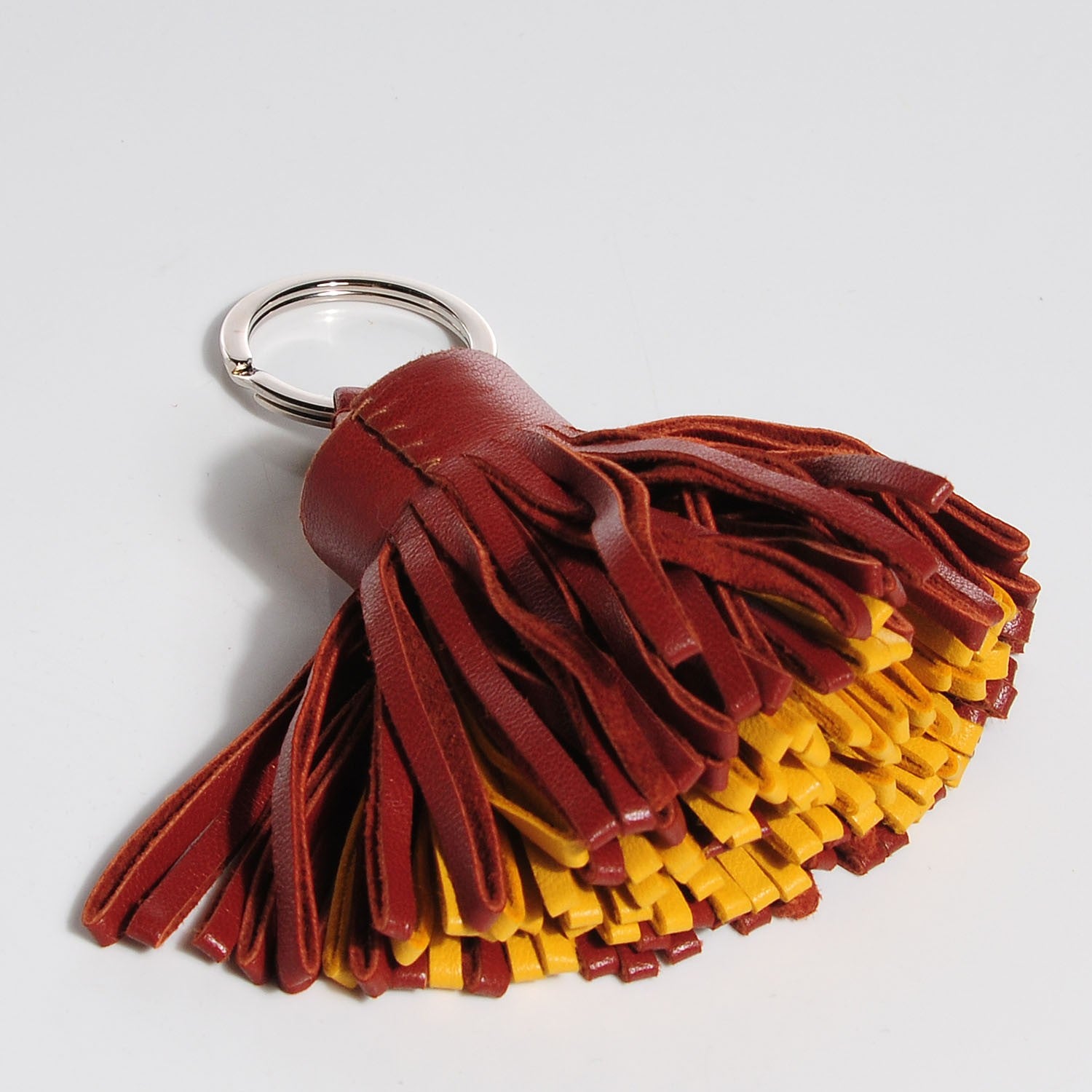 Hermes Lambskin Bi-Color Carmen Tassel Key Holder Brique Soleil 3 of 5
