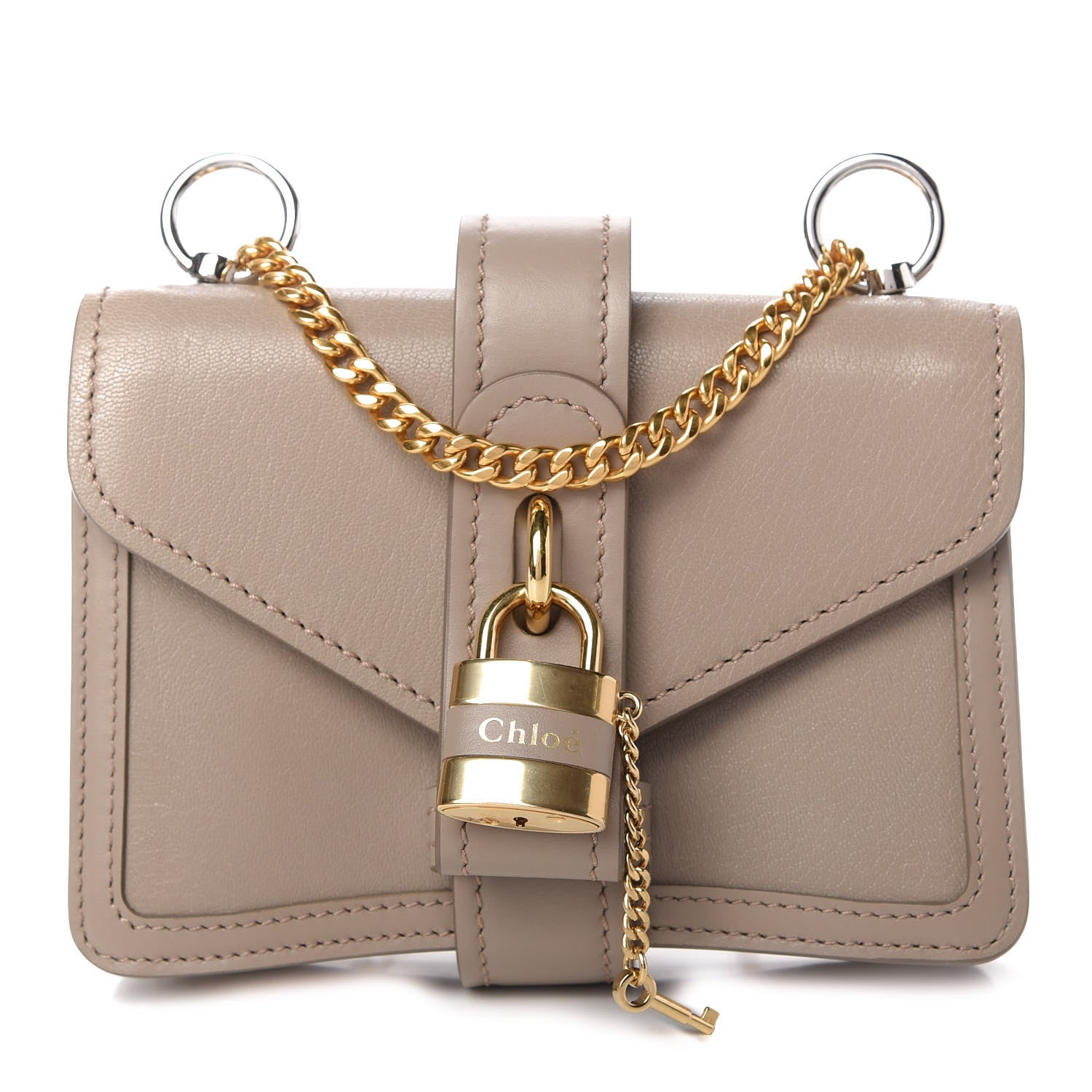 Chloe Shiny Goatskin Calfskin Mini Aby Chain Shoulder Bag Motty Grey 1 of 9