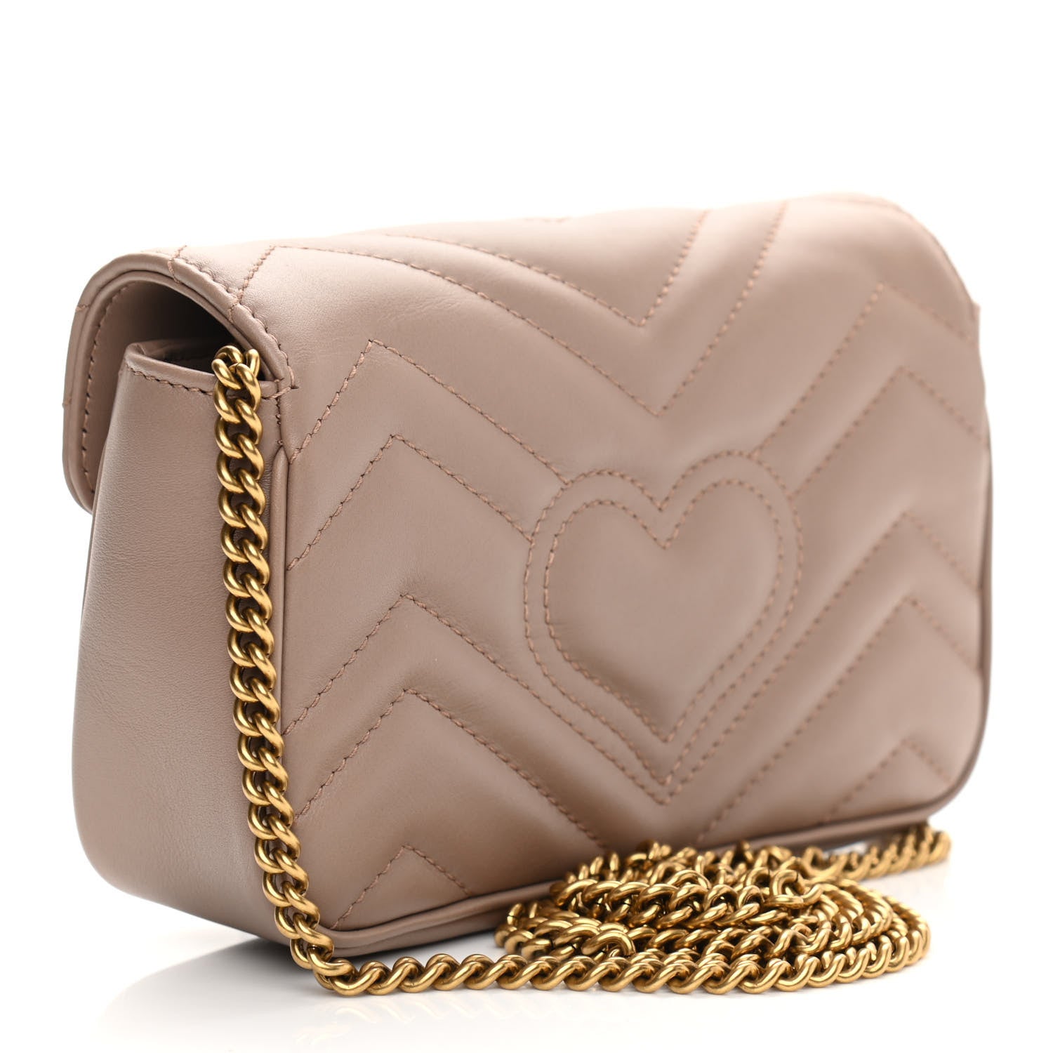 Gucci Calfskin Matelasse Super Mini GG Marmont Shoulder Bag Porcelain Rose 3 of 11