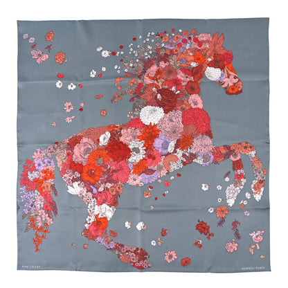 Hermes Silk Robe Legere Scarf 90 Gris Corail Rose Pourpre 1 of 3