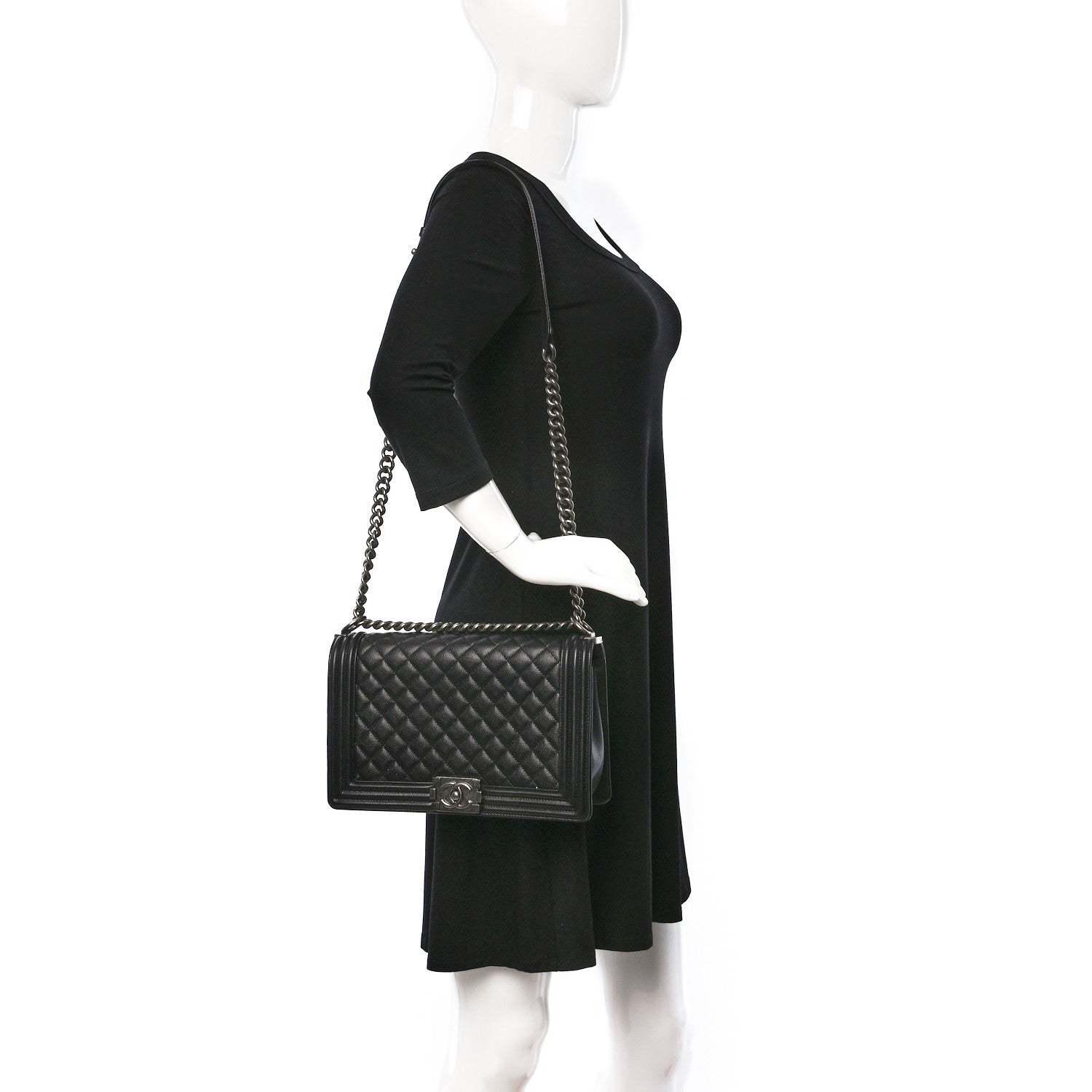 Chanel Caviar Quilted New Medium Boy Flap Black 2 of 10