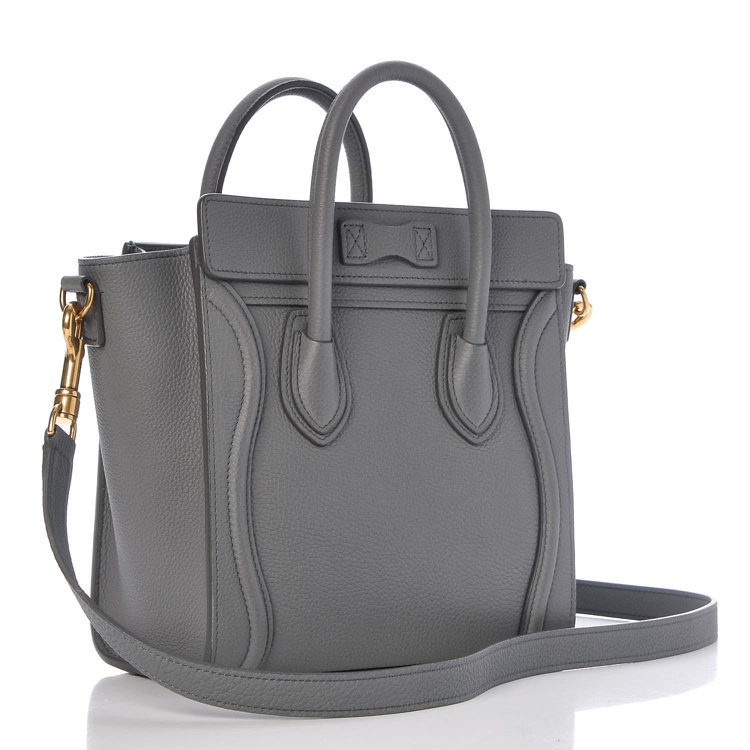Celine Drummed Calfskin Nano Luggage Kohl 3 of 7