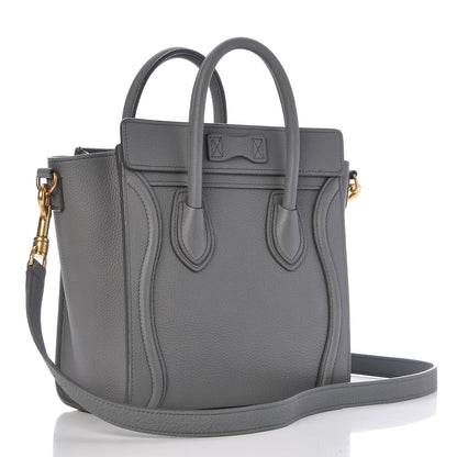 Celine Drummed Calfskin Nano Luggage Kohl 3 of 7