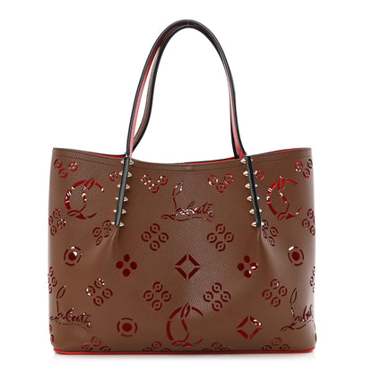 Christian Louboutin Calfskin Loubinthesky Small Perforated Cabarock Spikes Tote Biscotto 1 of 13