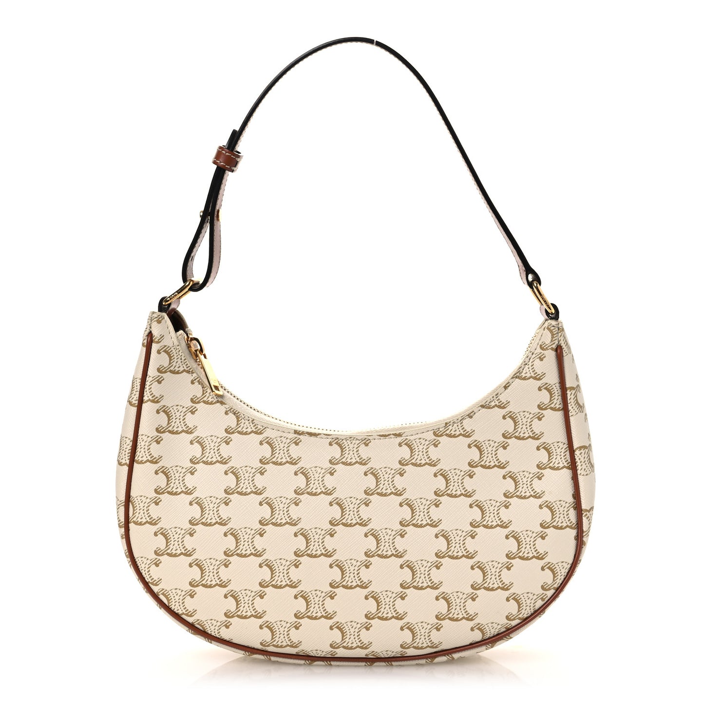 Canvas Calfskin Ava Triomphe Shoulder Bag White