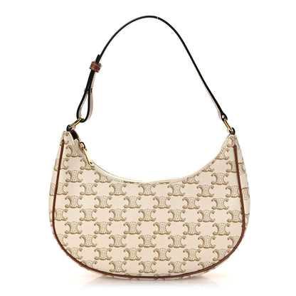 Celine Canvas Calfskin Ava Triomphe Shoulder Bag White 1 of 13