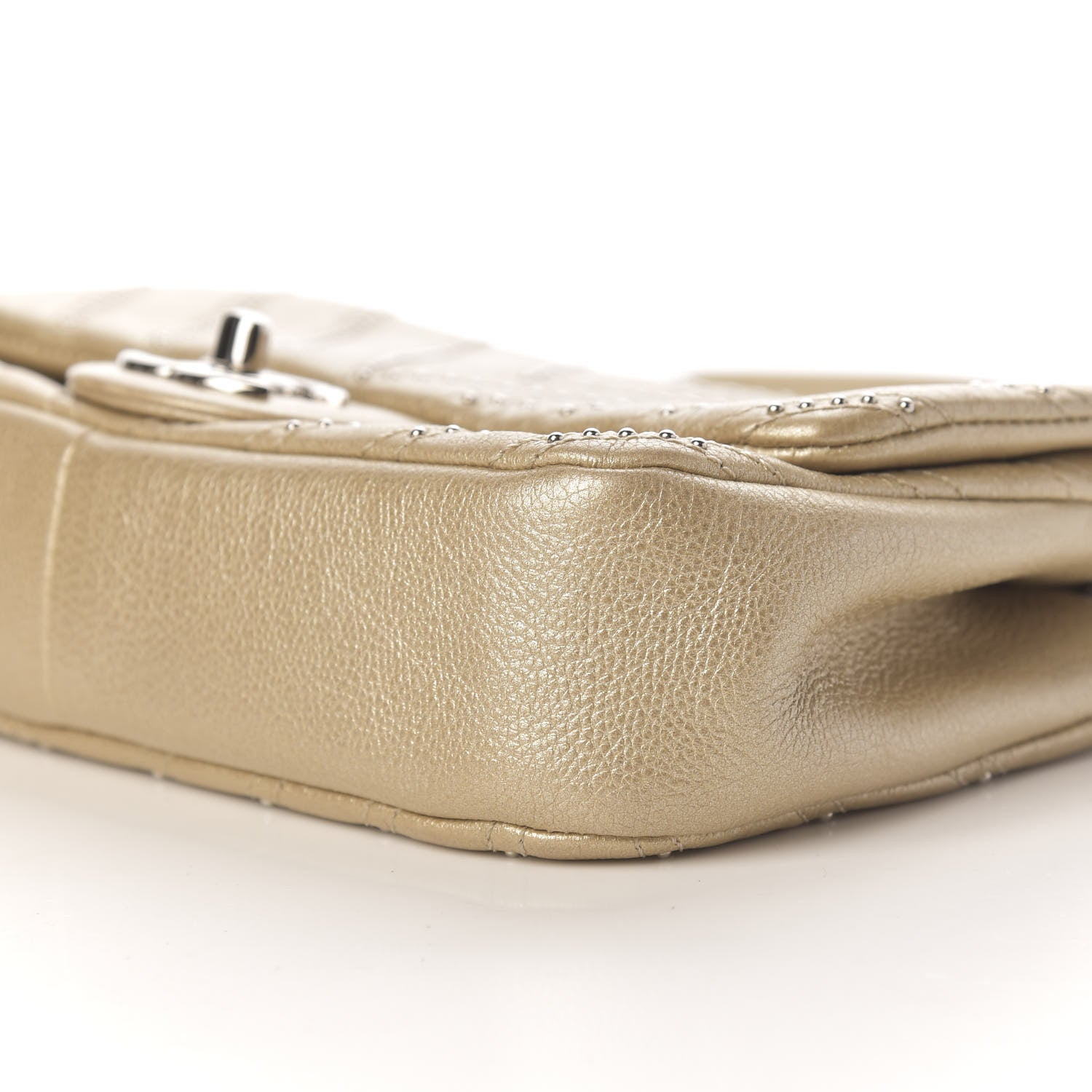 Chanel Calfskin Studded Chevron Quilted Small Stud Wars Flap Gold 6 of 9