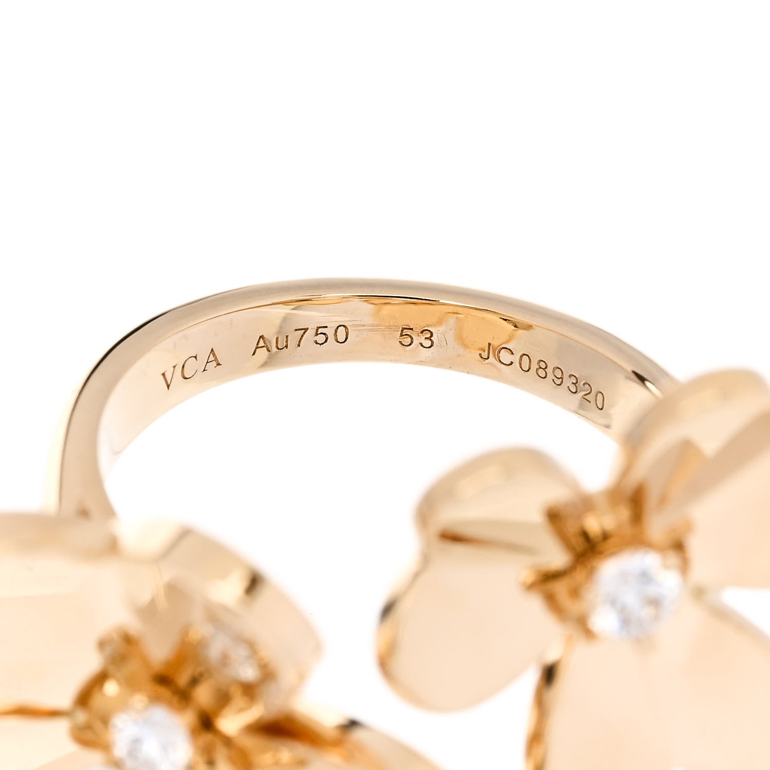 Van Cleef & Arpels 18K Yellow Gold Diamond Frivole Between The Finger Ring 53 6.5 5 of 5