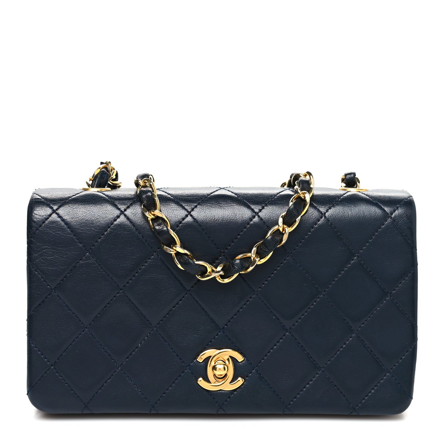 Chanel Lambskin Quilted Small Single Flap Navy Navy 1 of 12