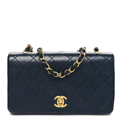 Chanel Lambskin Quilted Small Single Flap Navy Navy 1 of 12