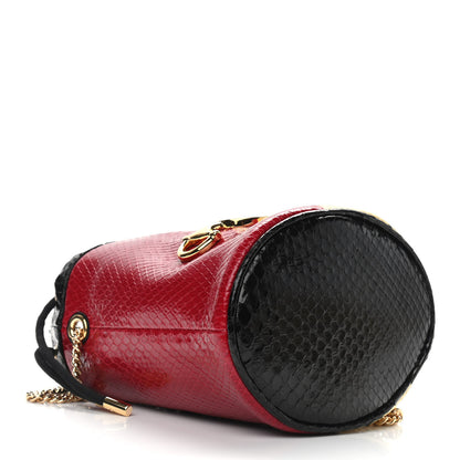 Gucci Snakeskin Mini Zumi Bucket Bag Hibiscus Red Butter Black 4 of 9
