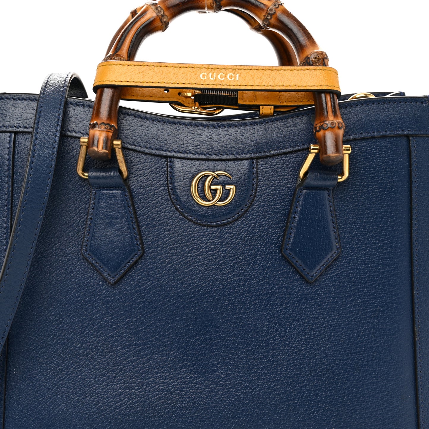Textured Dollar Calfskin Web Small Diana Tote Bag Royal Crop