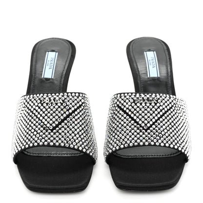 Prada Satin Crystal Logo 65mm Slide Sandals 37.5 Cristal 2 of 11