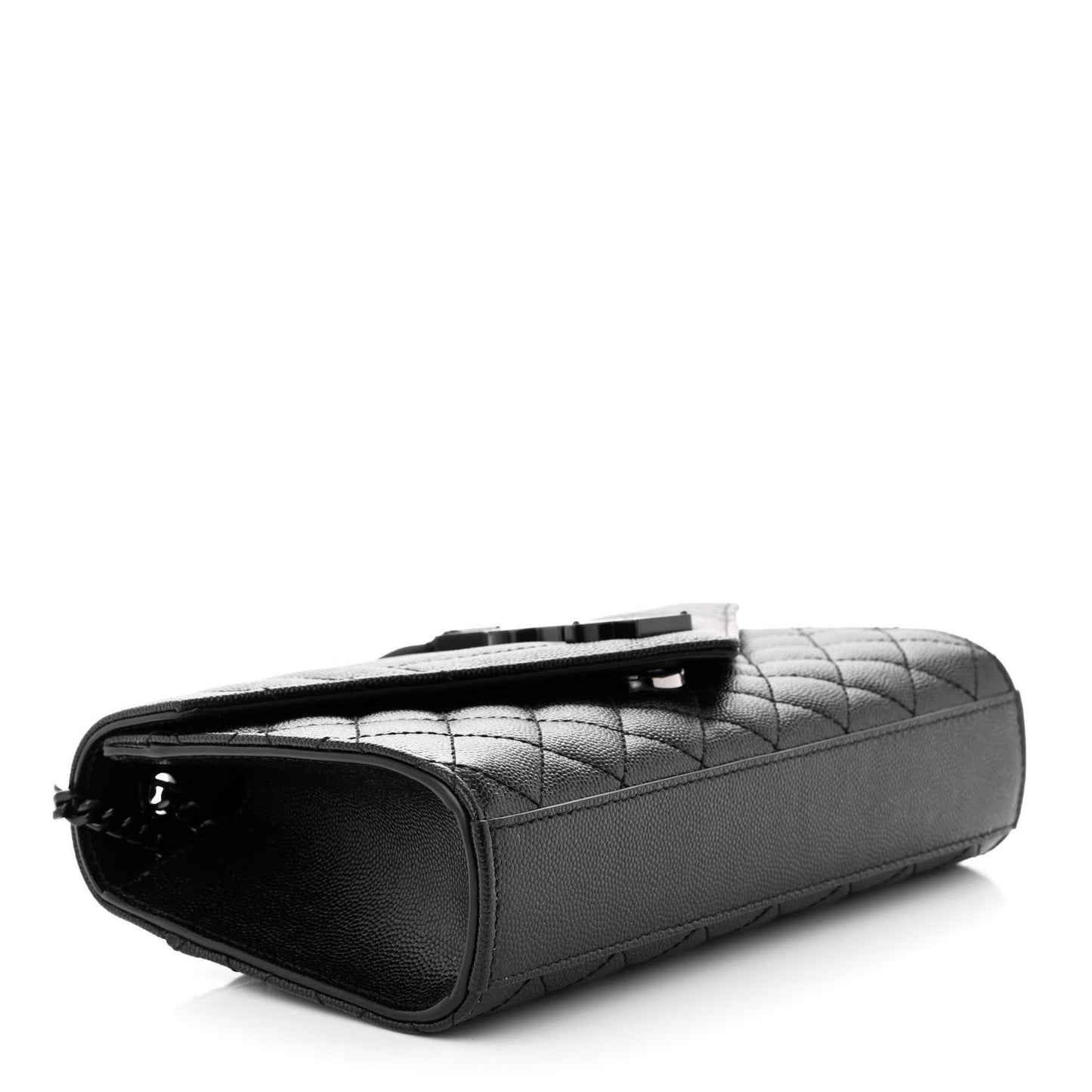 Grain De Poudre Textured Mixed Matelasse Triquilt Small Monogram Monochrome Satchel Black