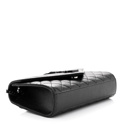 Saint Laurent Grain De Poudre Textured Mixed Matelasse Triquilt Small Monogram Monochrome Satchel Black 4 of 9