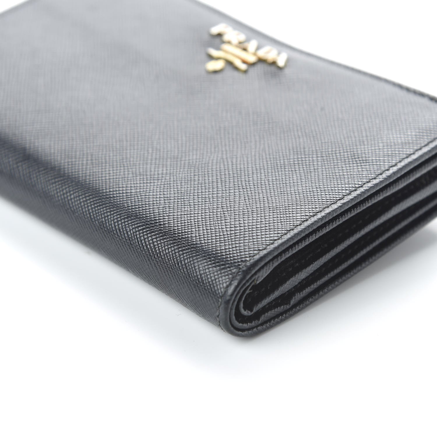 Prada Saffiano Metal Compact Wallet Black 8 of 11