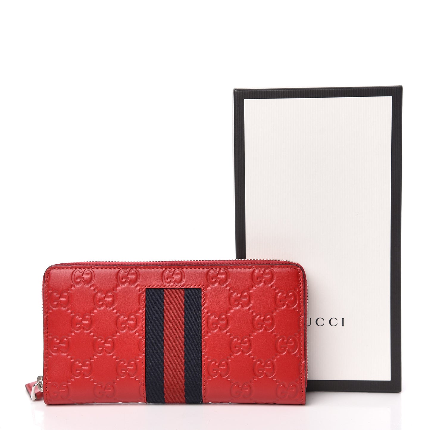 Guccissima Web Zip Around Wallet Red