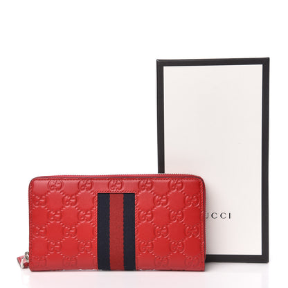 Gucci Guccissima Web Zip Around Wallet Red 8 of 8