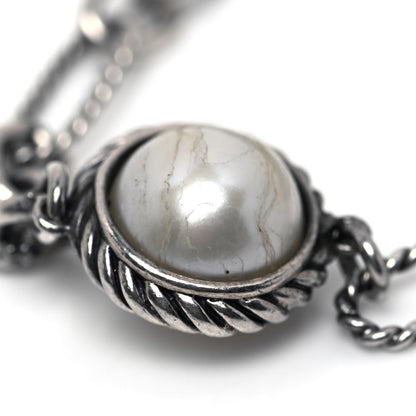David Yurman Sterling Silver Pearl Four Row Figaro Bracelet 5 of 7