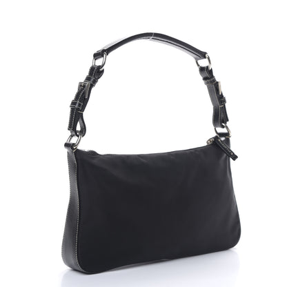 Prada Tessuto Nylon Saffiano Shoulder Bag Black 2 of 8
