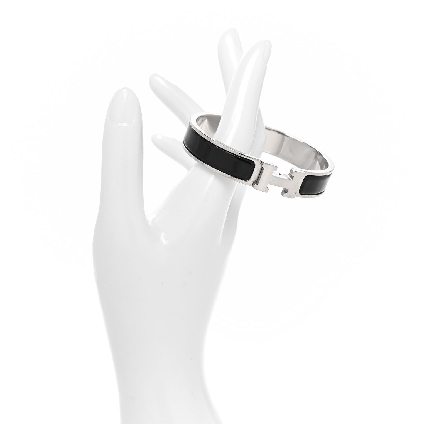 Enamel Narrow Clic Clac H Bracelet GM Black