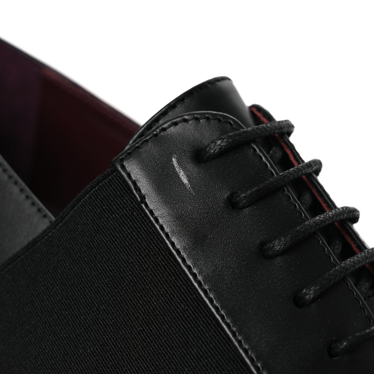 Calfskin Elastic Lace Up Cap Toe CC Loafers 35.5 Black