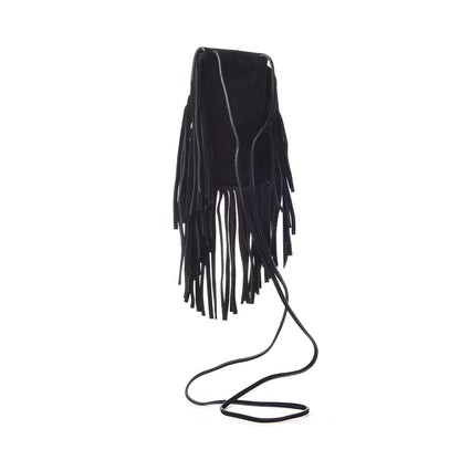 Saint Laurent Suede Fringe Toy Monogram Anita Crossbody Bag Black 2 of 12