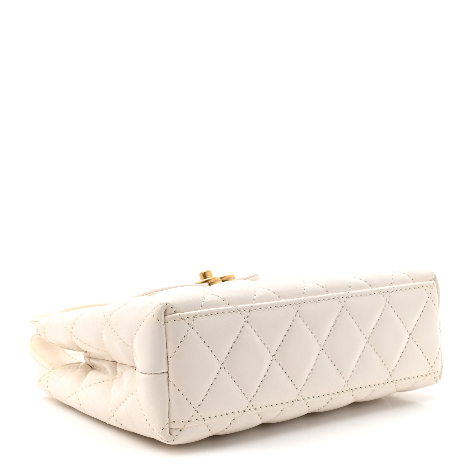 Chanel Shiny Aged Calfskin Quilted Nano Kelly Shopper White 4 of 10