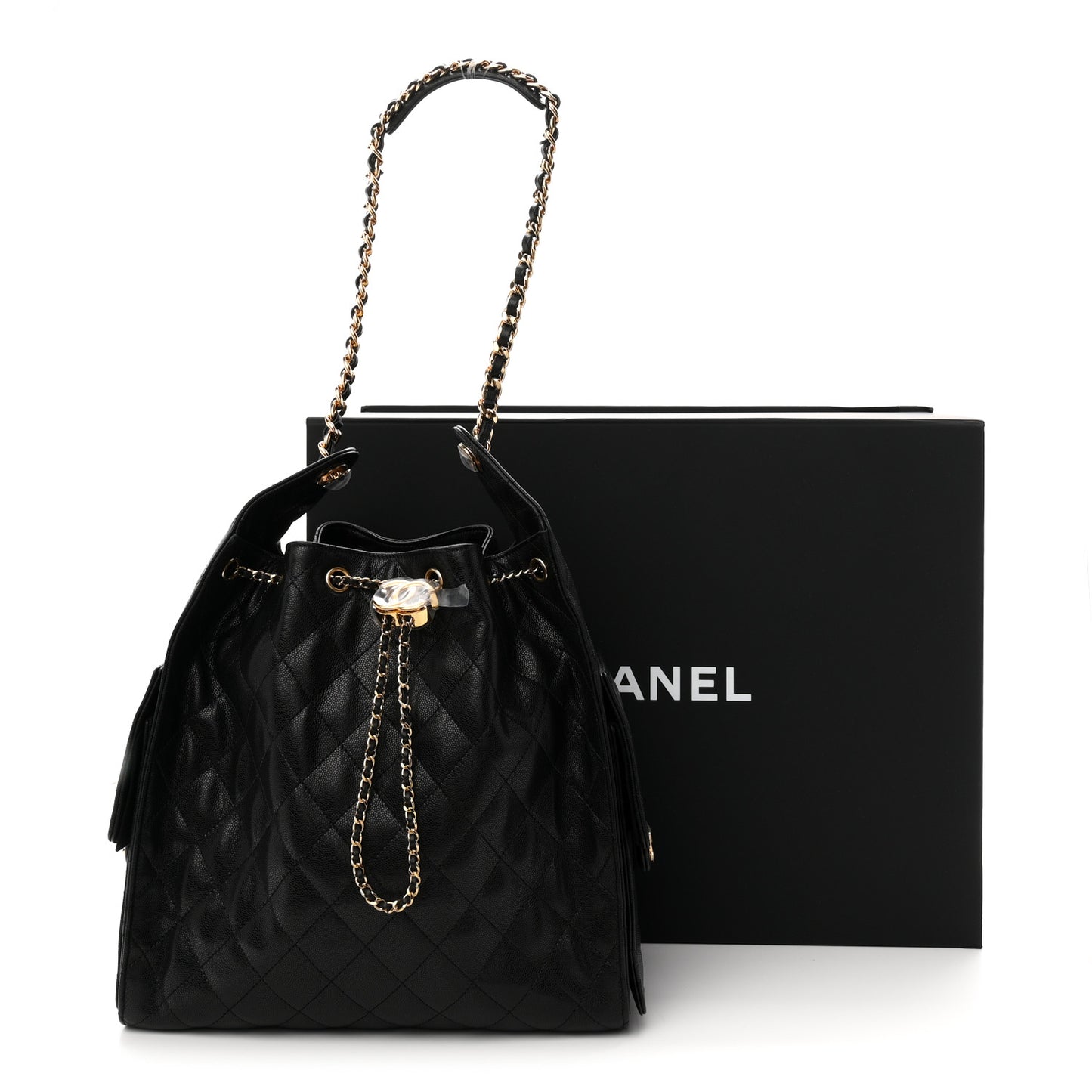 Caviar Quilted Medium Chanel 25 Handbag Black