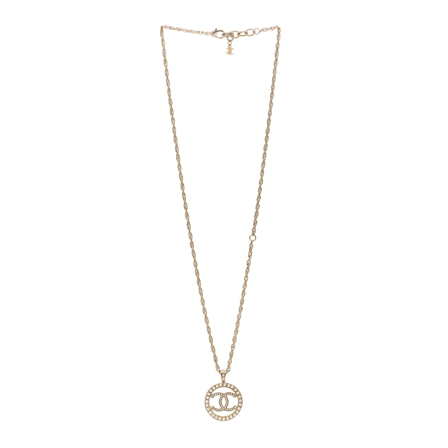 Chanel Pearl CC Round Pendant Necklace Gold 3 of 4