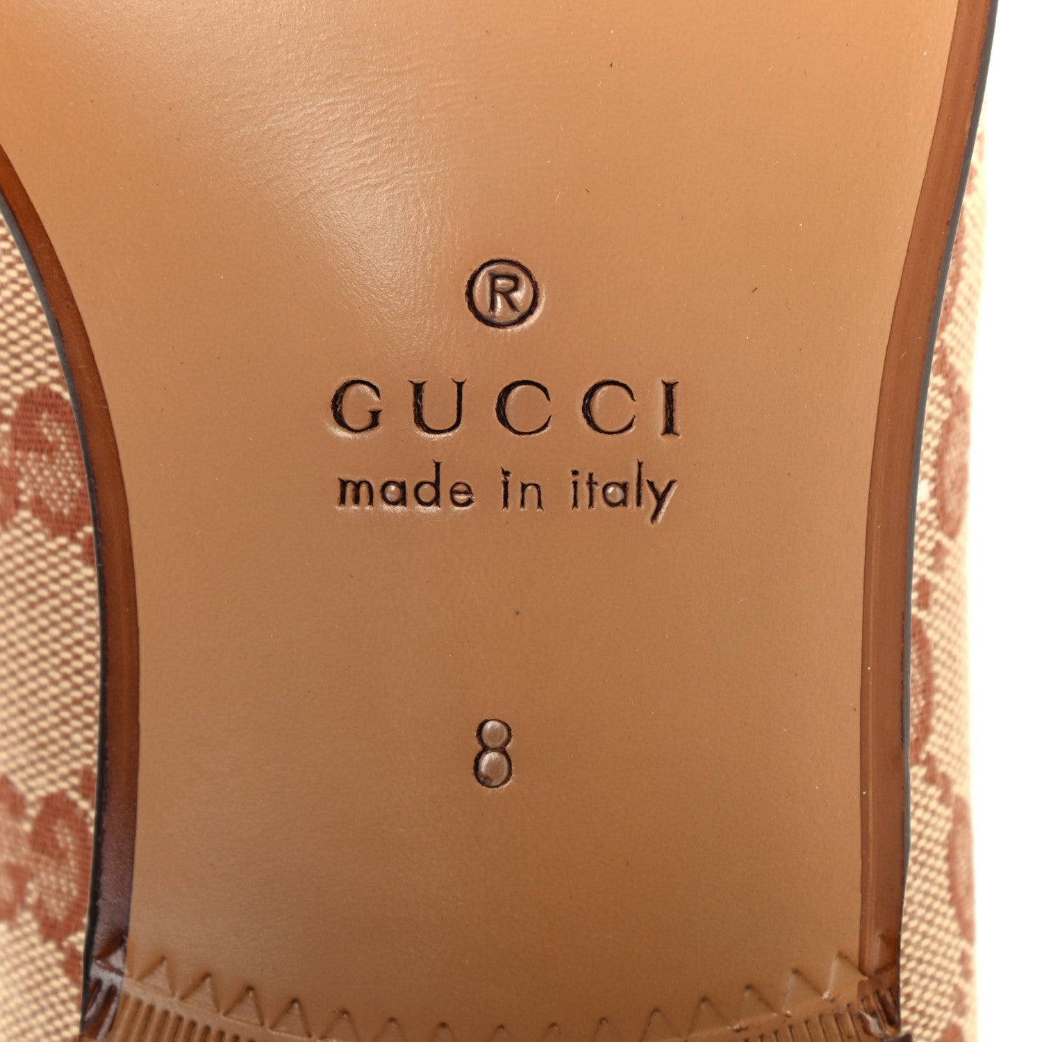 Gucci GG Monogram Goatskin Web Mens Horsebit Loafers 8 Beige Ruggine Light Brown 6 of 8
