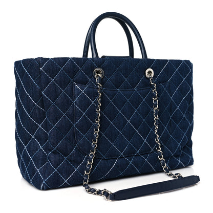 Chanel Denim Quilted Medium Coco Handle Shopping Tote Blue 4 of 12