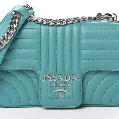 Prada Soft Calfskin Impunture Diagramme Small Chain Flap Shoulder Bag Giada 8 of 10